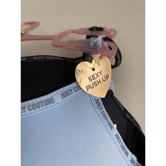 2 Pack Juicy Couture Sexy Push Up Bra JC6559 Blue Black Logo Trim Sz 38C NEW - Picture 12 of 16